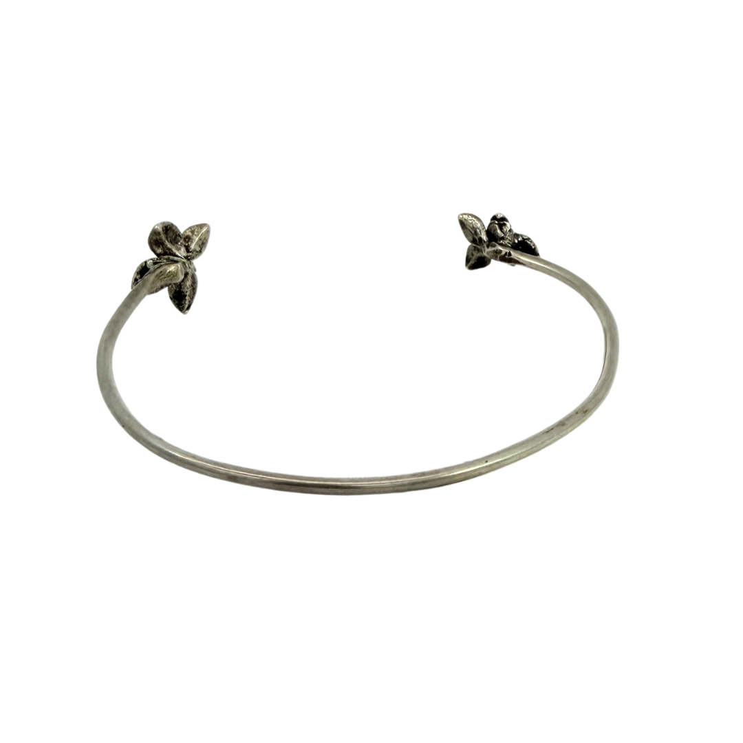 Sterling Silver Floral Double Cuff