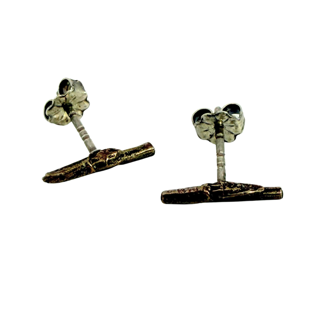 Bronze Twig Stud Earrings