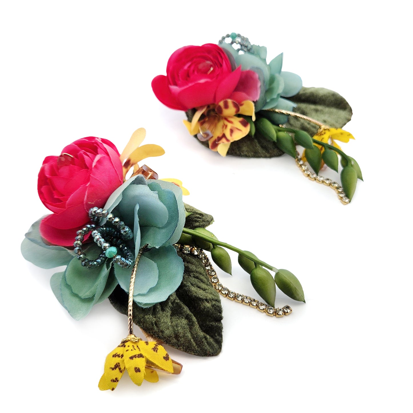 Pink & Teal Garden Party Flower Earrings