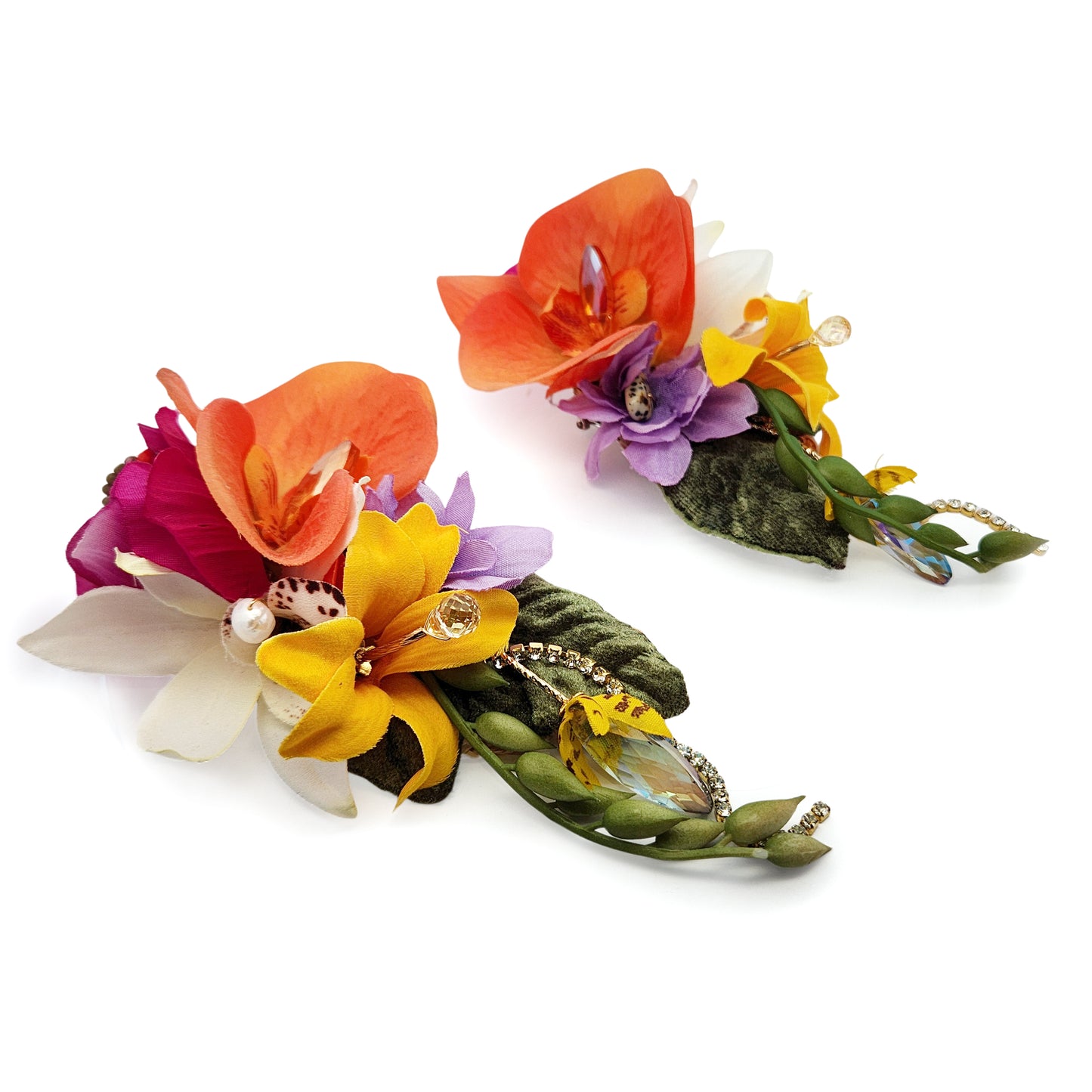 Orange Garden Party Flower Earrings