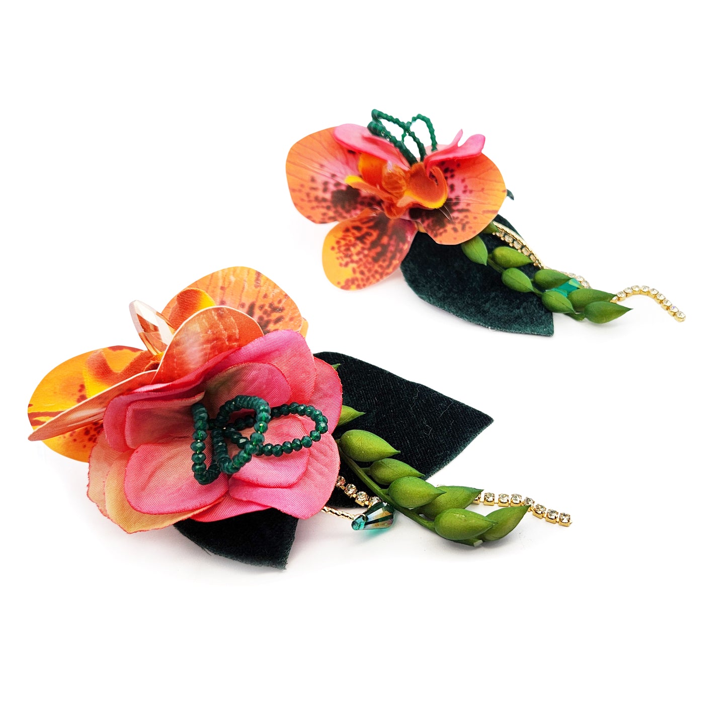 Orange & Pink Garden Party Flower Earrings