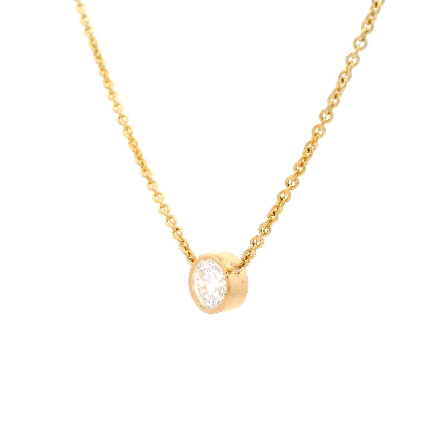 14k Yellow Necklace with Bezel-Set Lab-Grown 0.65ct Diamond