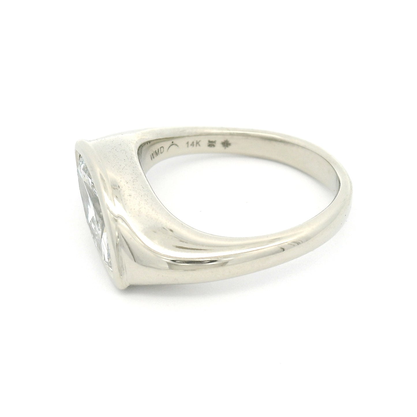 14k White Twisted Bezel-Set Solitaire with 1.28ct Lab-Grown Marquise Diamond