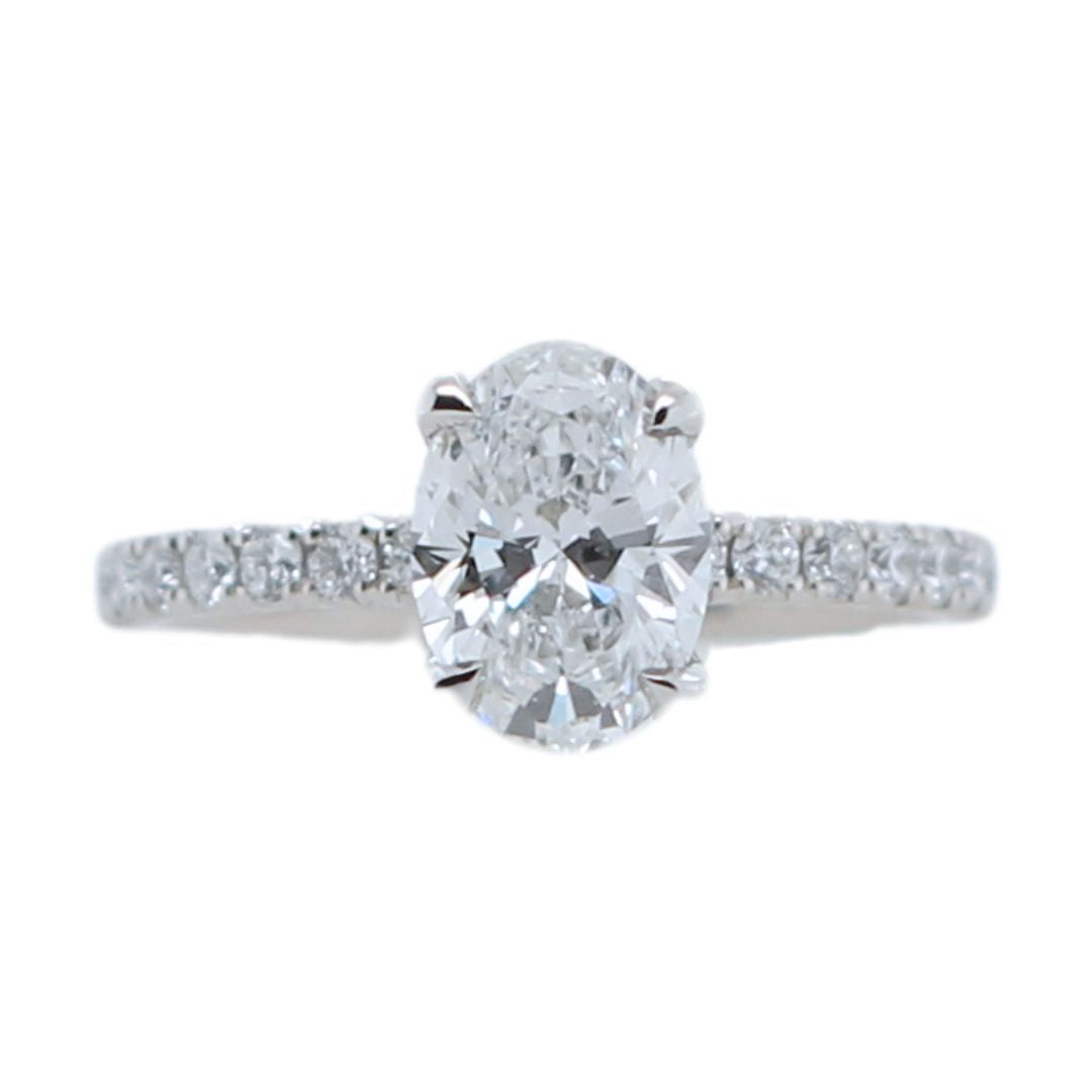 Platinum Engagement Ring with 1.72ct Lab-Grown Oval Diamond and Accent Diamonds