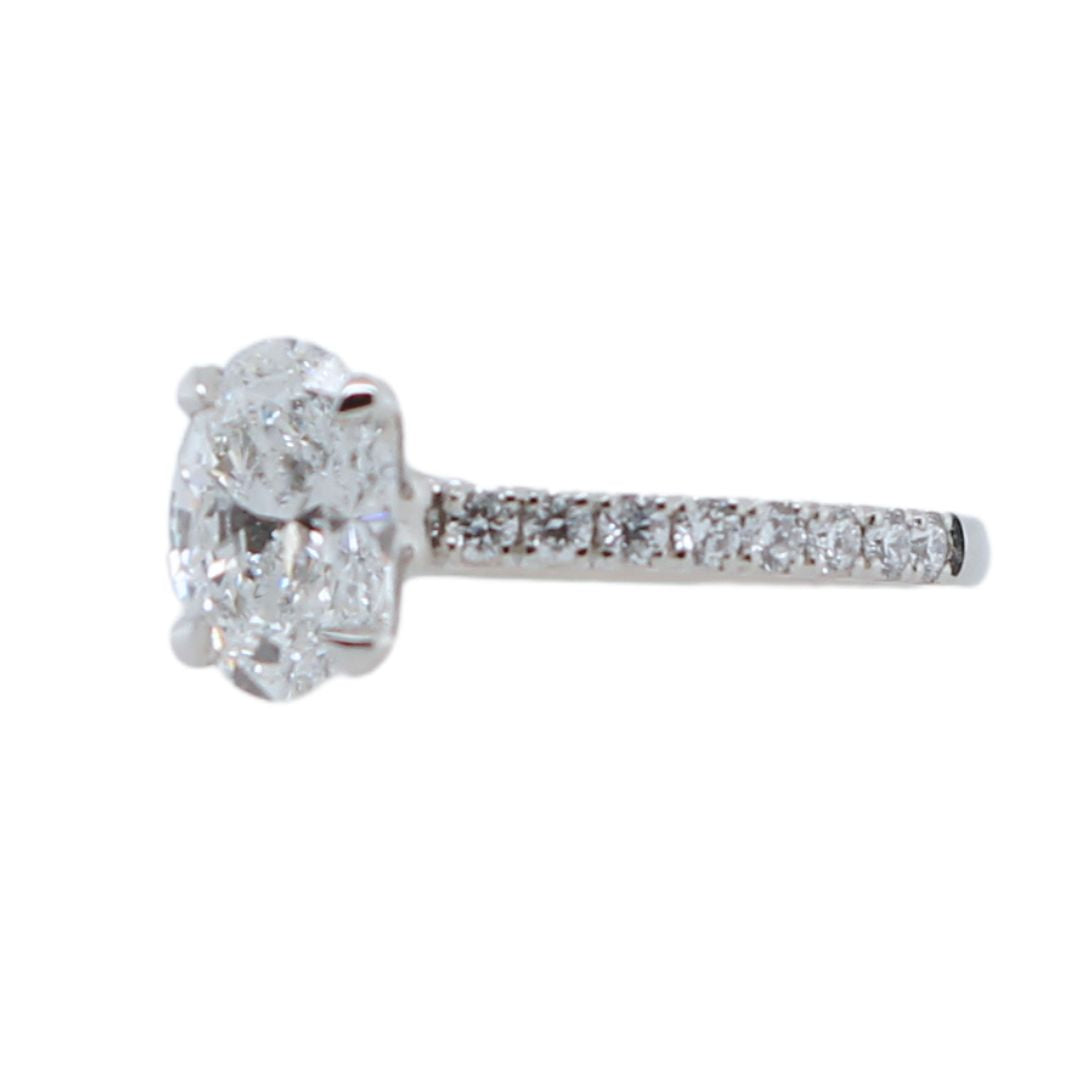 Platinum Engagement Ring with 1.72ct Lab-Grown Oval Diamond and Accent Diamonds