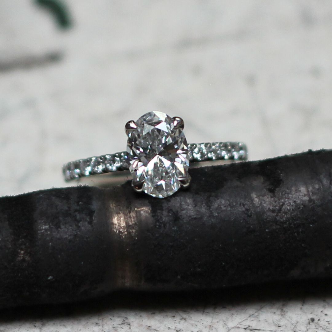 Platinum Engagement Ring with 1.72ct Lab-Grown Oval Diamond and Accent Diamonds