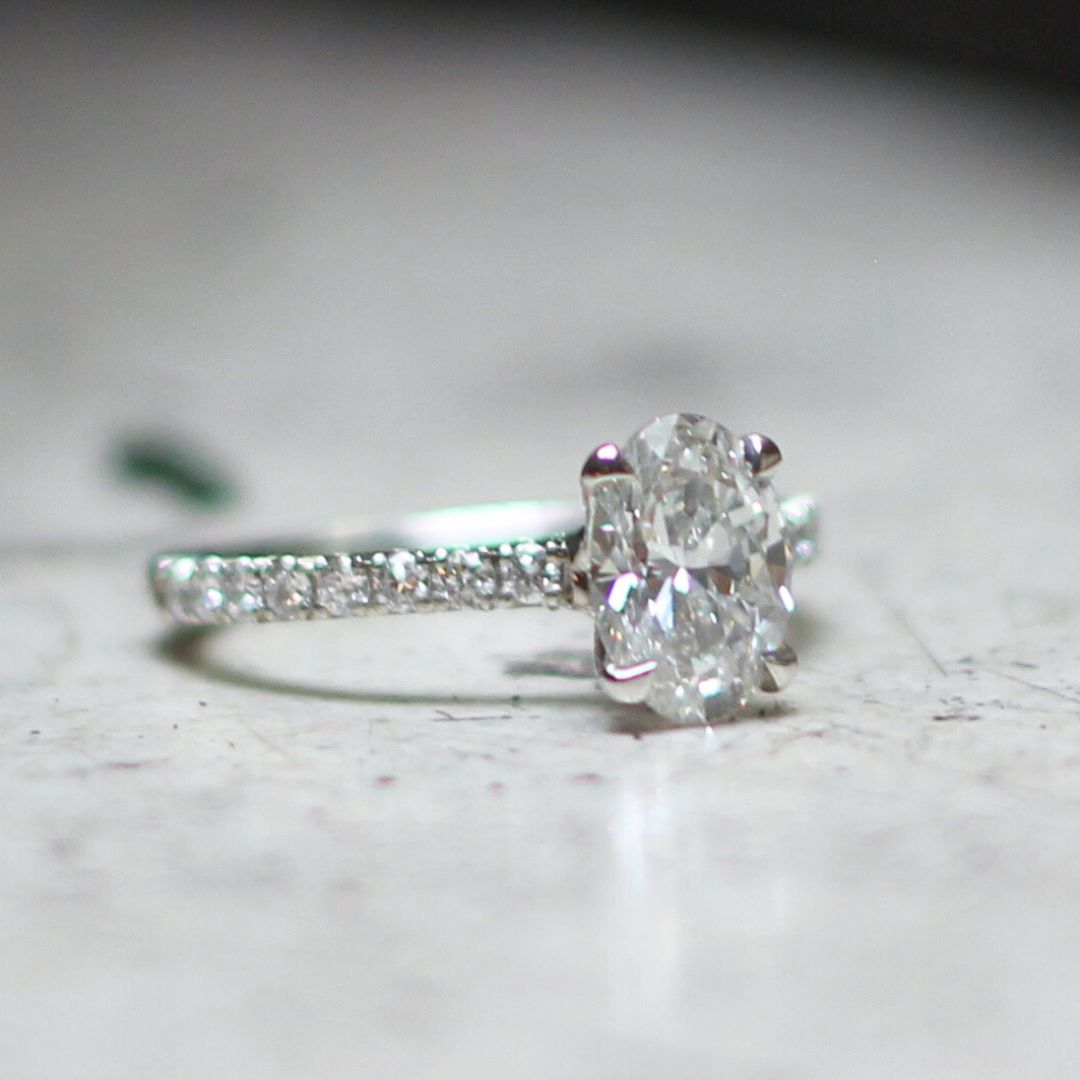 Platinum Engagement Ring with 1.72ct Lab-Grown Oval Diamond and Accent Diamonds