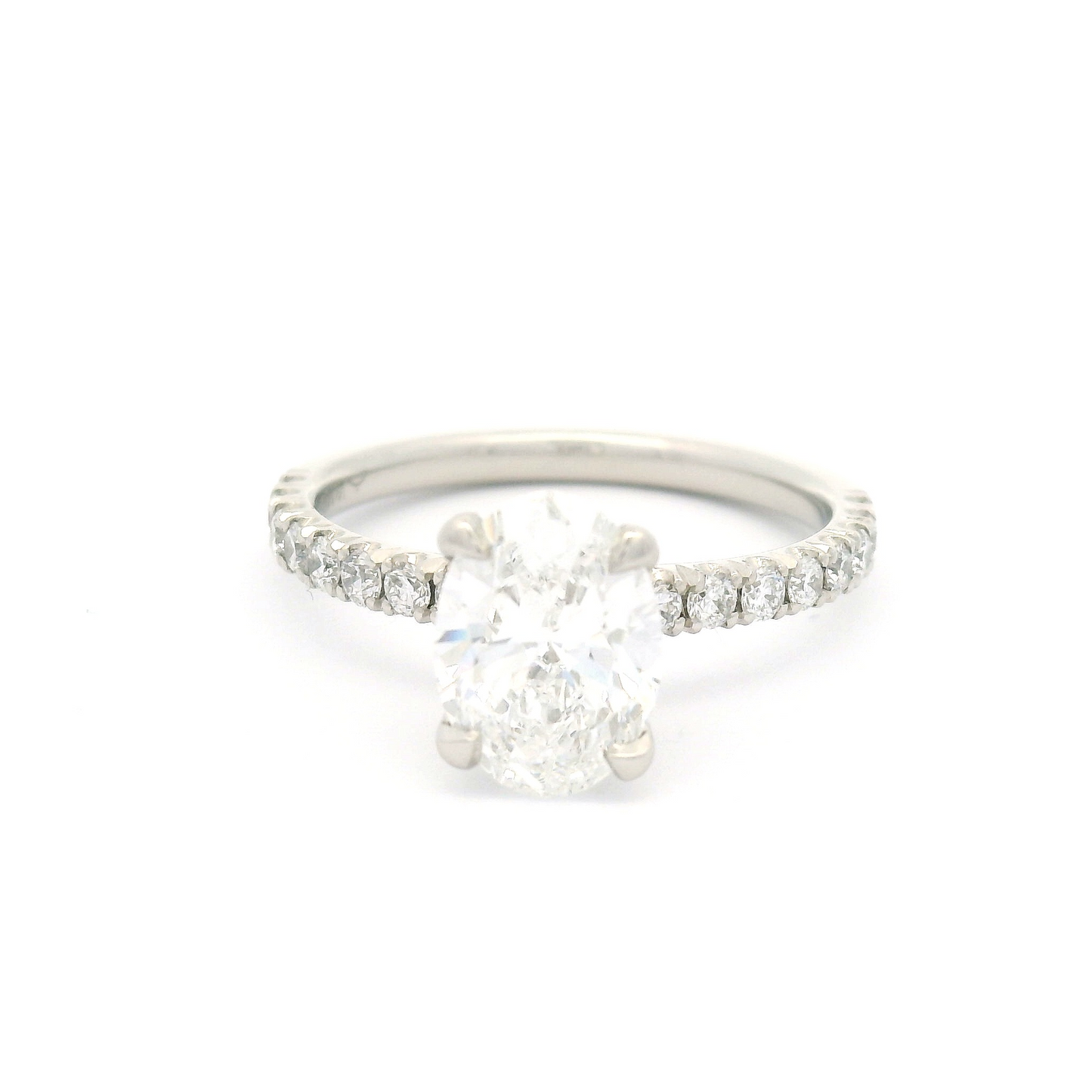 Platinum Engagement Ring with 1.72ct Lab-Grown Oval Diamond and Accent Diamonds