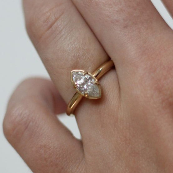 14k Yellow 10mm x 5mm Marquis Moissanite Solitaire