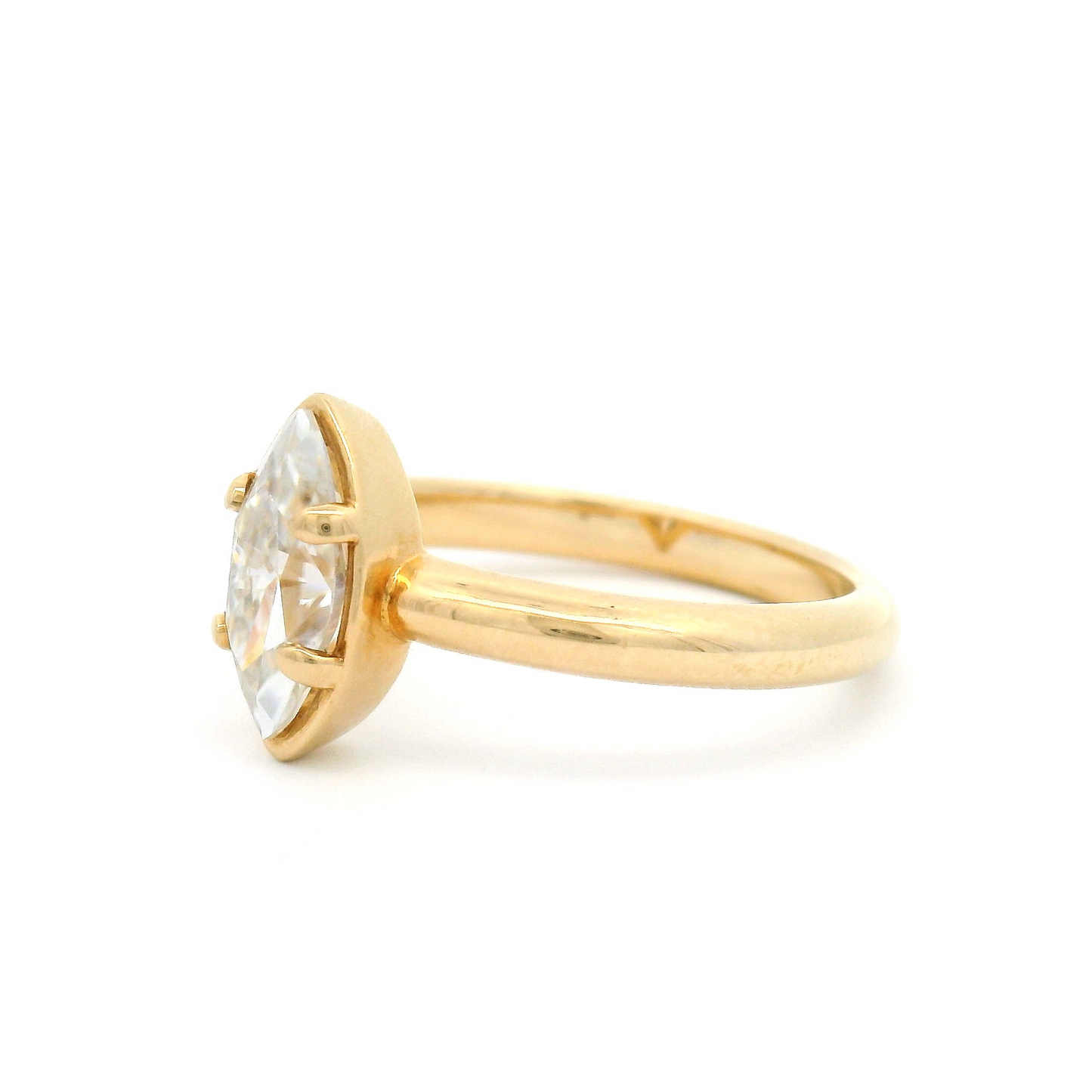 14k Yellow 10mm x 5mm Marquis Moissanite Solitaire