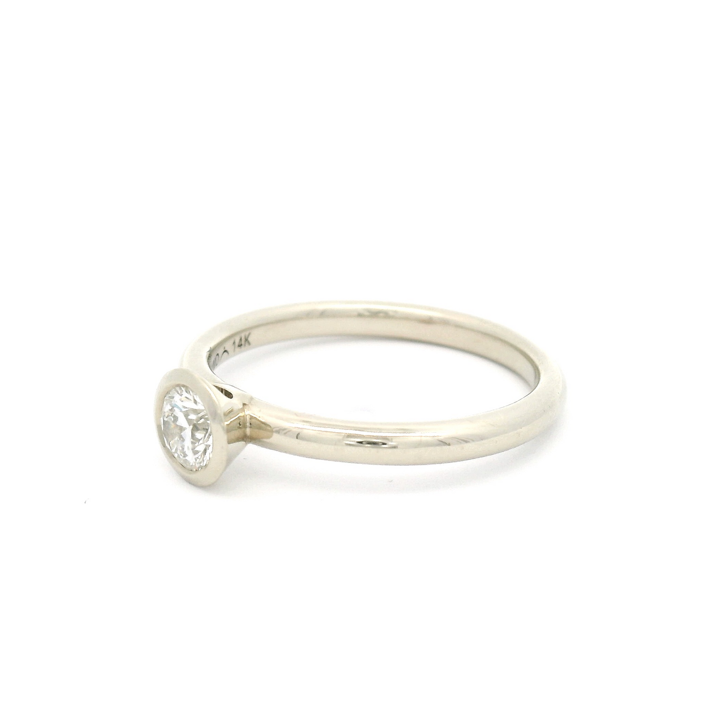 14k White Bezel Set Solitaire with 0.31ct Diamond