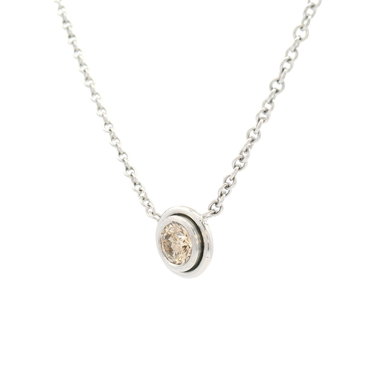 Platinum Necklace with Bezel-Set Natural 0.43ct Champagne Diamond