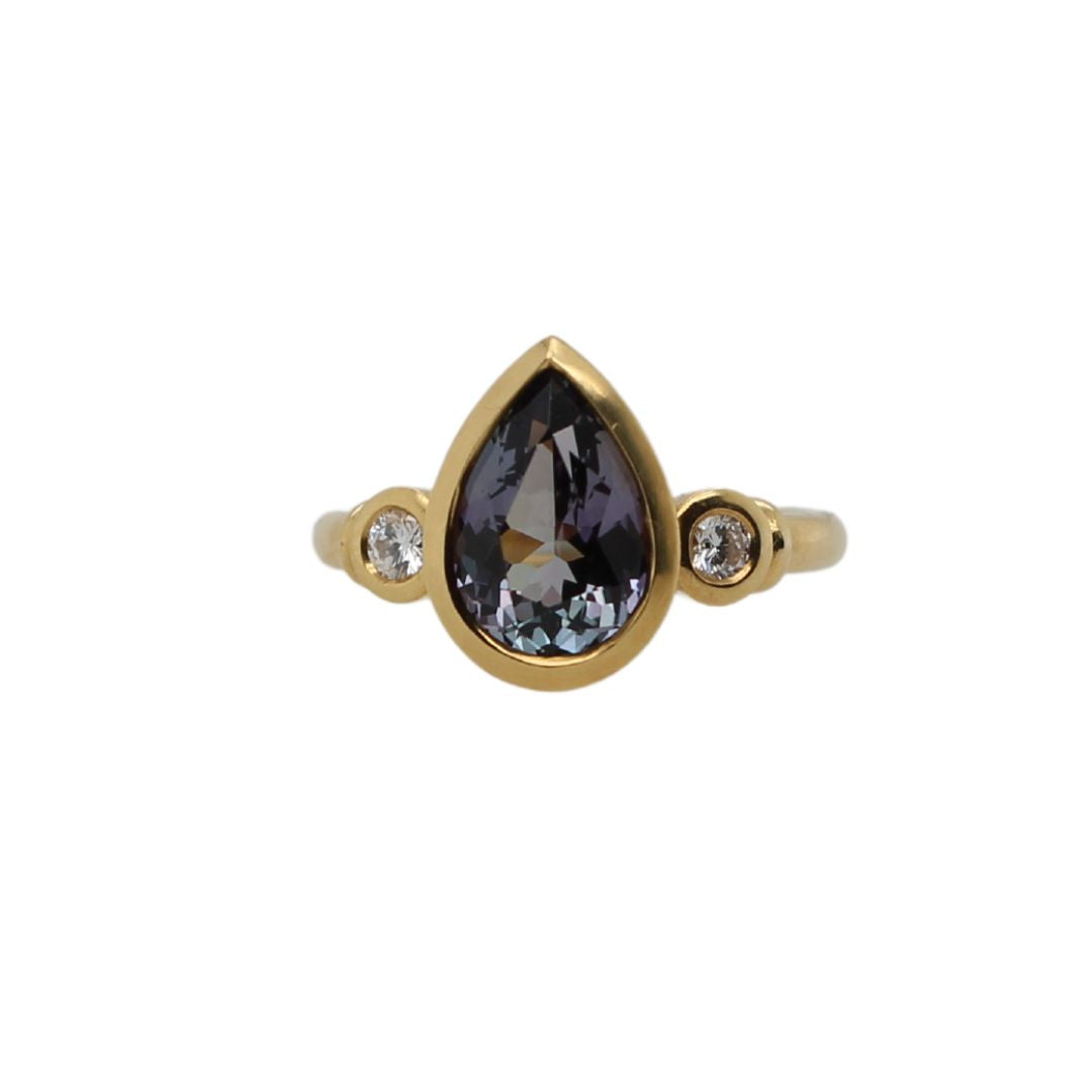 22k Yellow Gold Engagement Ring with 2.97ct Tanzanite and Accent Diamonds