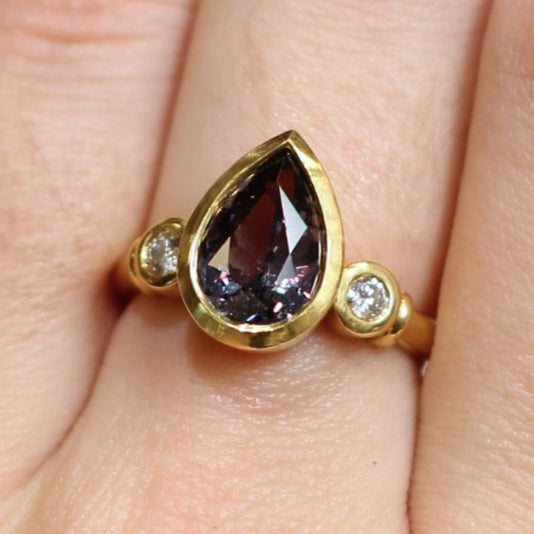 22k Yellow Gold Engagement Ring with 2.97ct Tanzanite and Accent Diamonds