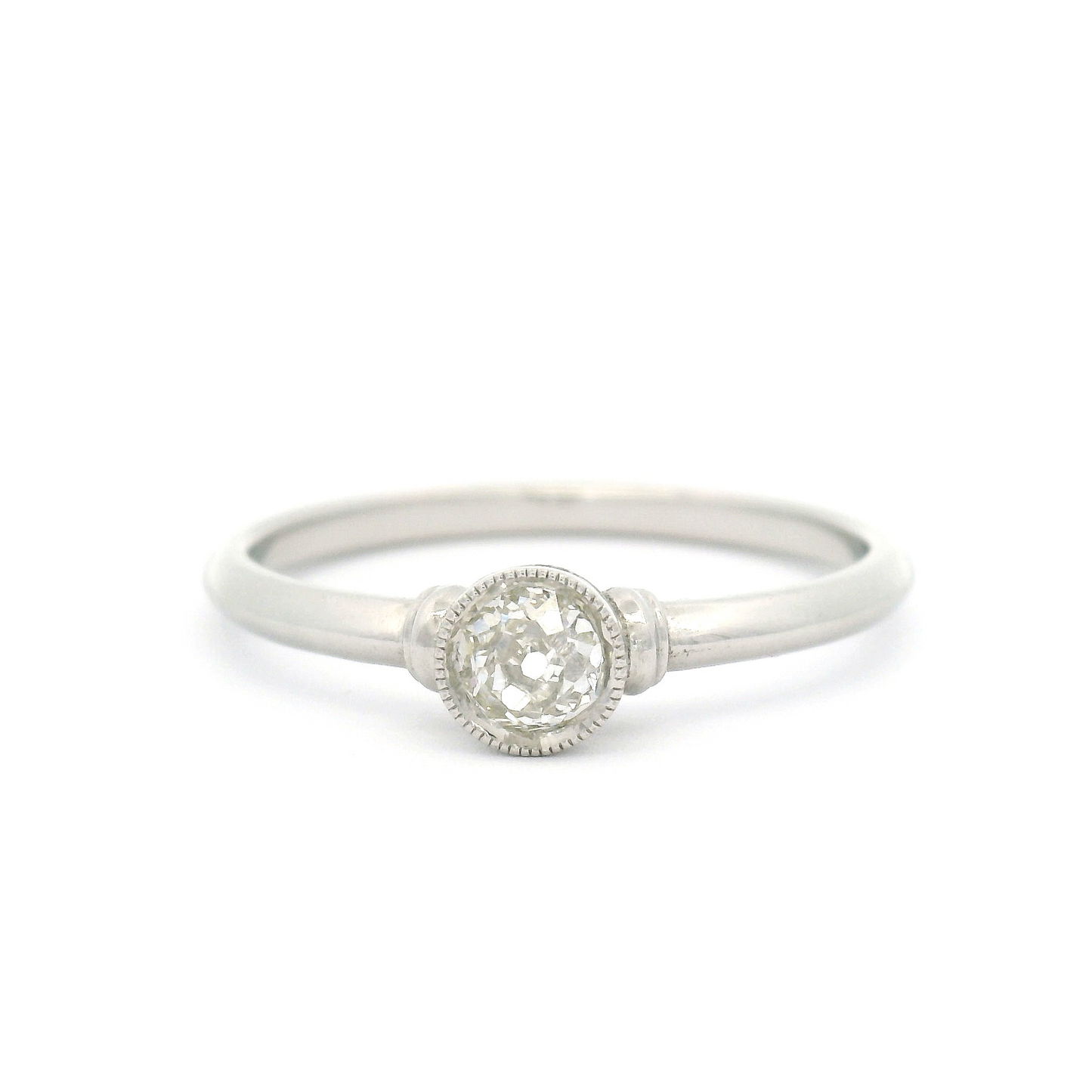 Platinum Vintage Style Bezel Set Solitaire with 0.23ct Old European Cut Diamond