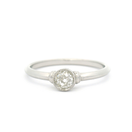 Platinum Vintage Style Bezel Set Solitaire with 0.23ct Old European Cut Diamond