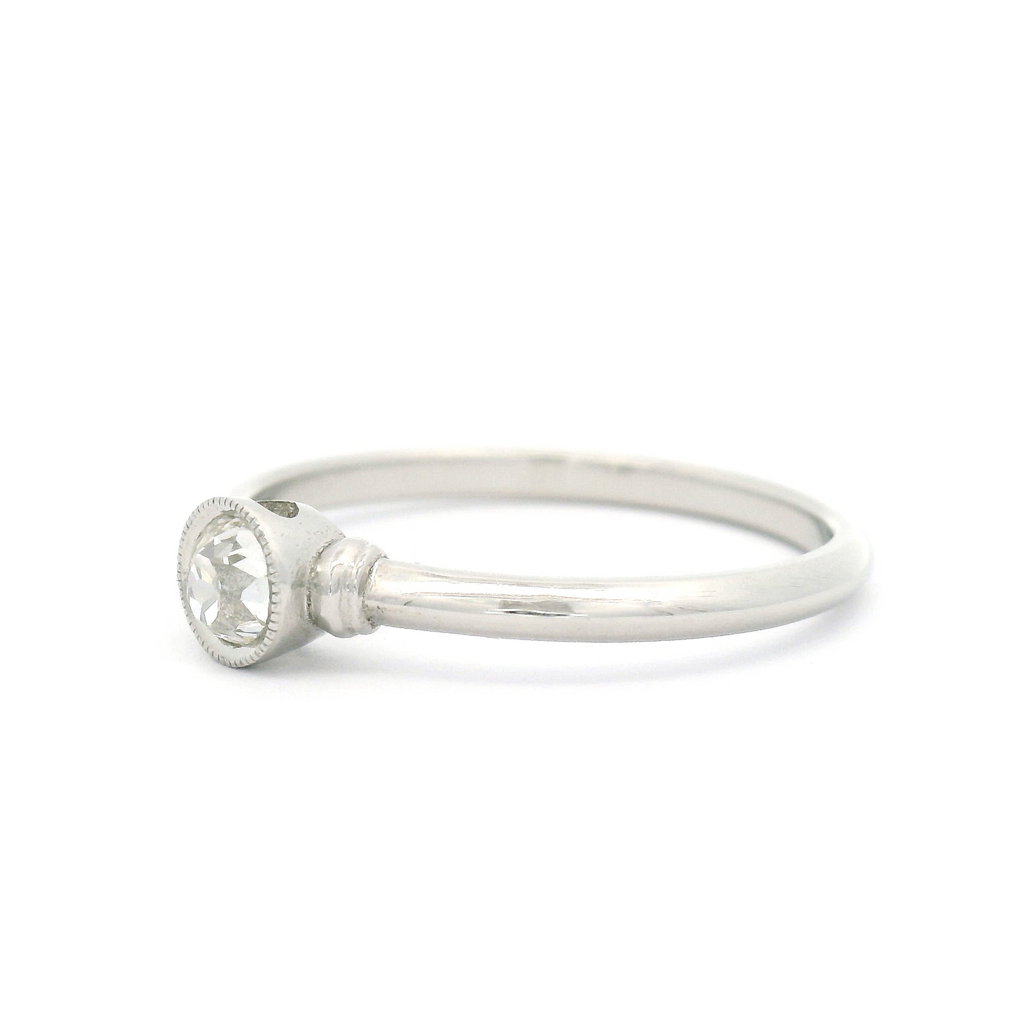 Platinum Vintage Style Bezel Set Solitaire with 0.23ct Old European Cut Diamond