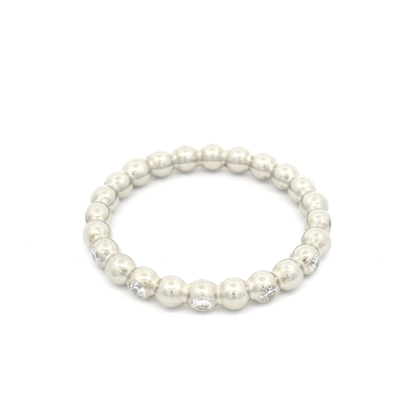 14k White Ball Eternity Band with 0.26cts Diamonds