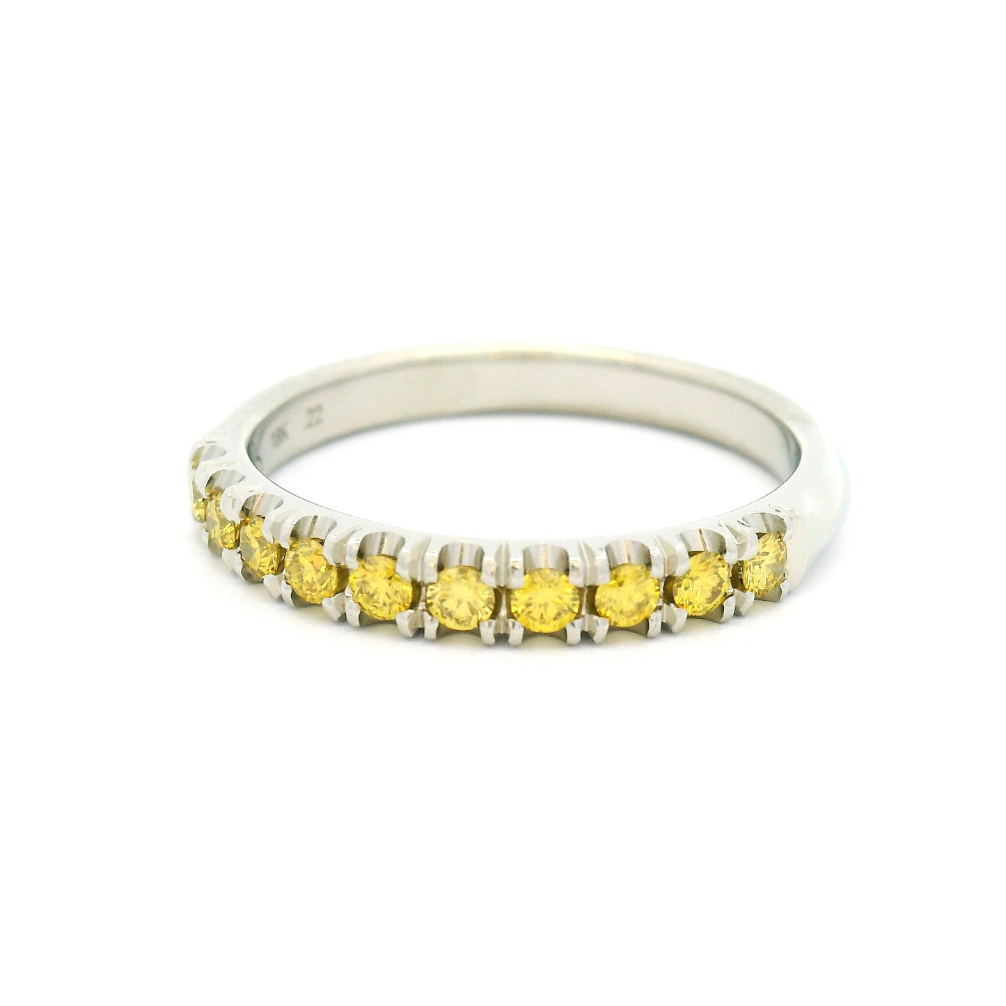 18k White Half Eternity Band with 0.22cts Enhanced Yellow Diamonds