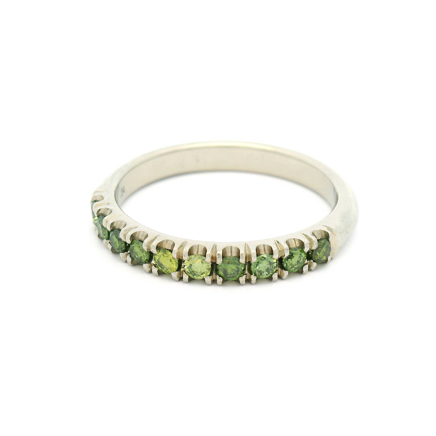 18k White Half Eternity Band with 0.24cts Enhanced Green Diamonds