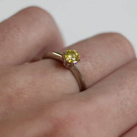 14k White Solitaire with 0.50ct Yellow Diamond