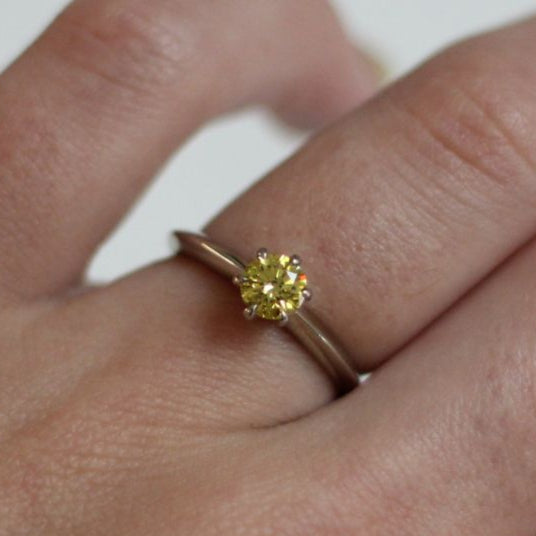 14k White Solitaire with 0.50ct Yellow Diamond