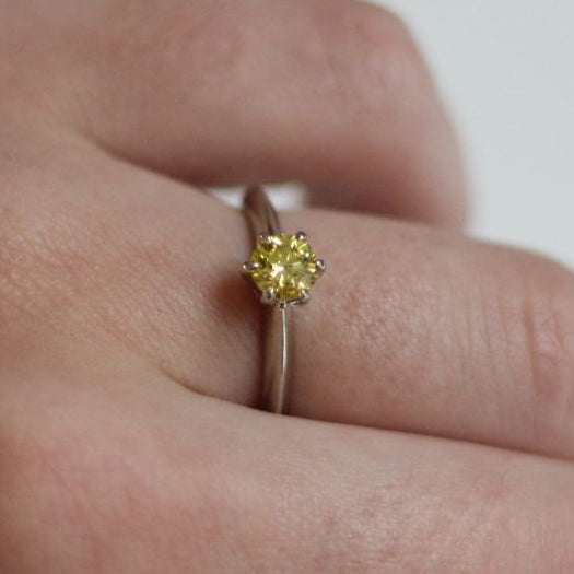 14k White Solitaire with 0.50ct Yellow Diamond