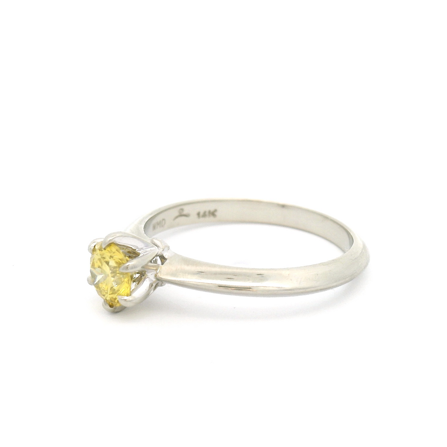 14k White Solitaire with 0.50ct Yellow Diamond