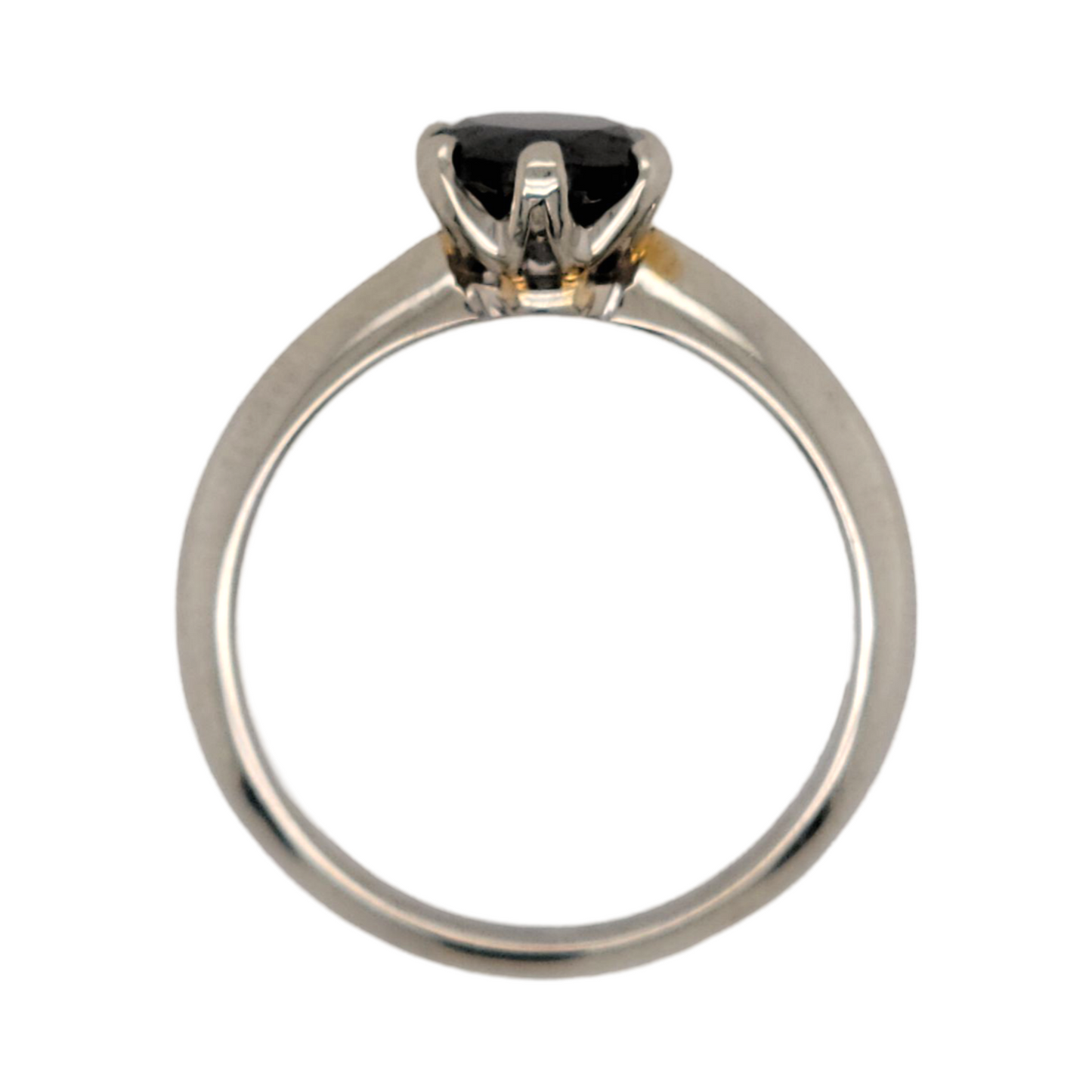 18k White Six-Claw Solitaire with 1.22ct Black Round Brilliant Cut Diamond