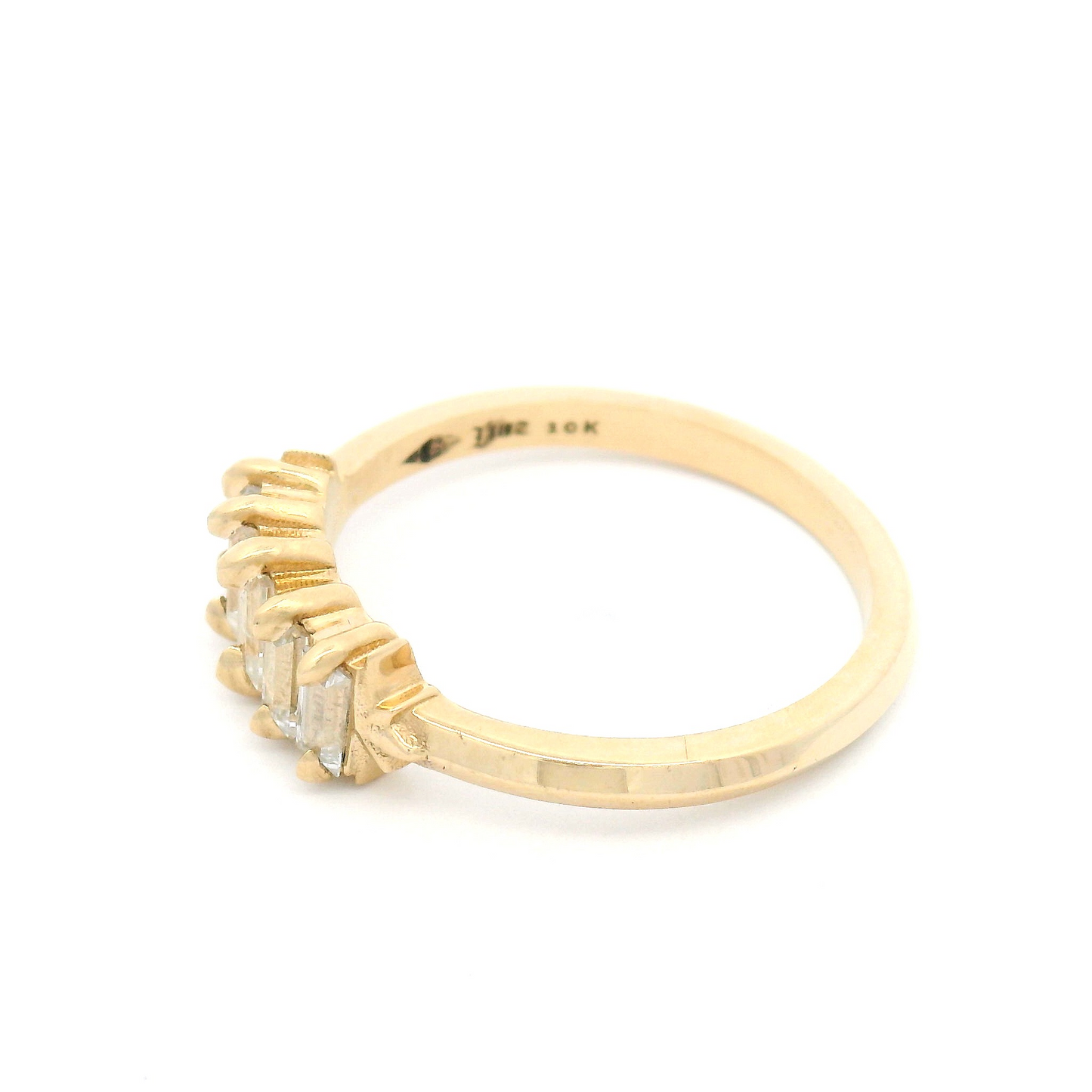 10k Yellow 5-Stone Ring with 0.60cts Natural White Sapphire Baguettes