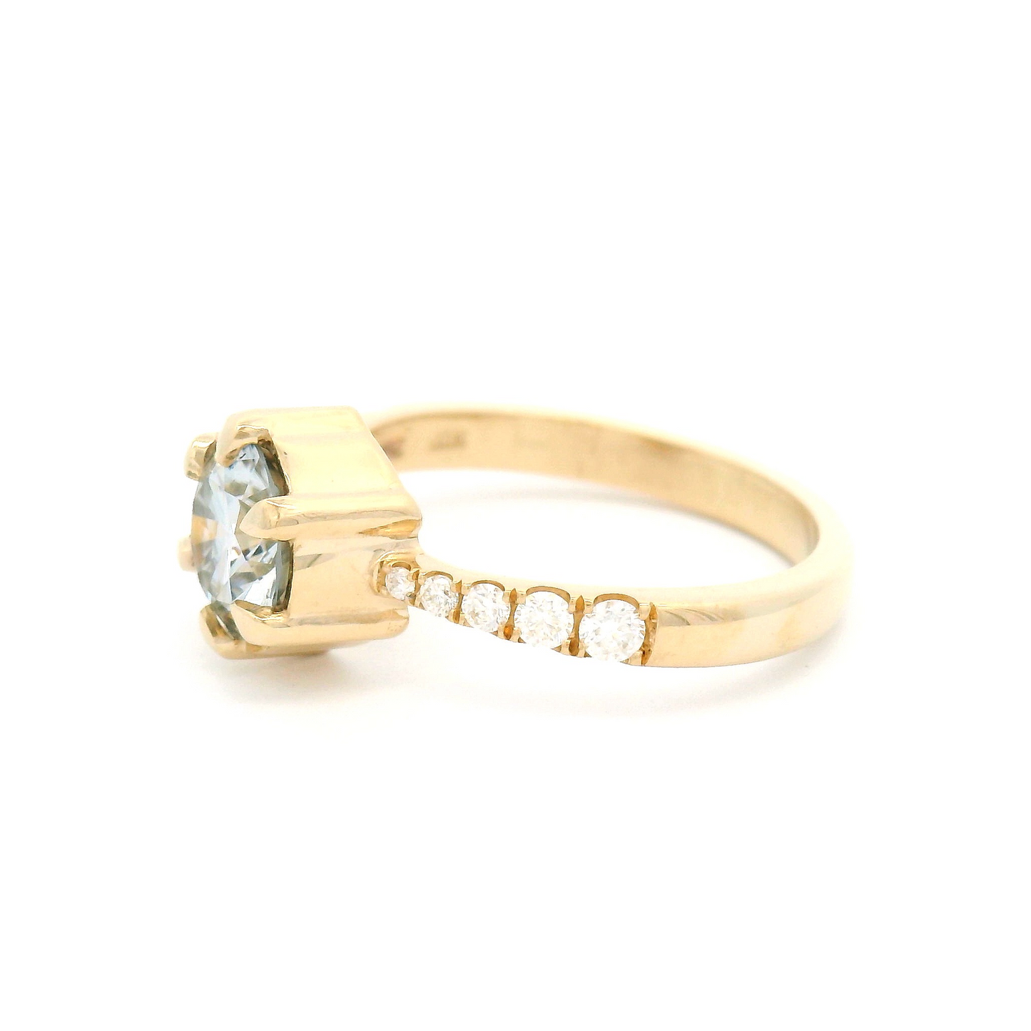 10k Yellow Engagement Ring with 1.05ct Grey Moissanite and Accent Diamonds