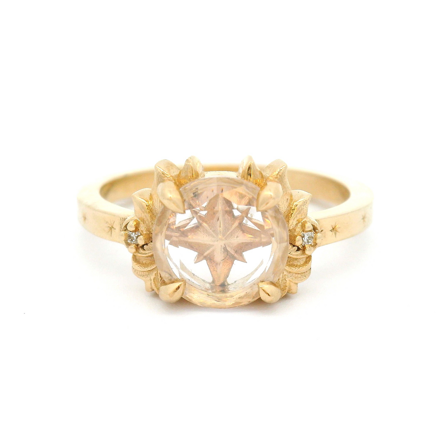 10k Yellow Ring with 0.50ct Portrait-Cut Moissanite and Accent Moissanites
