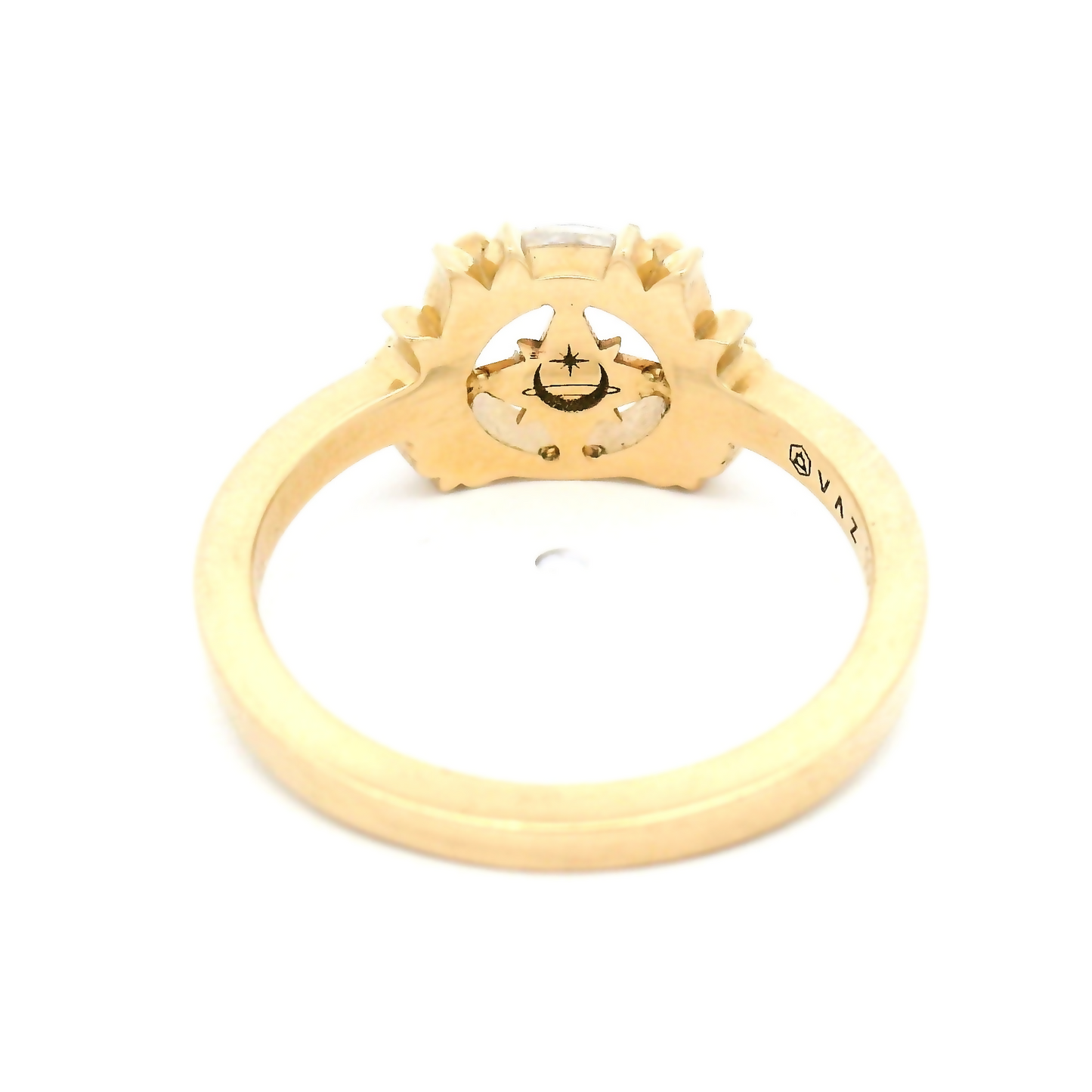 10k Yellow Ring with 0.50ct Portrait-Cut Moissanite and Accent Moissanites