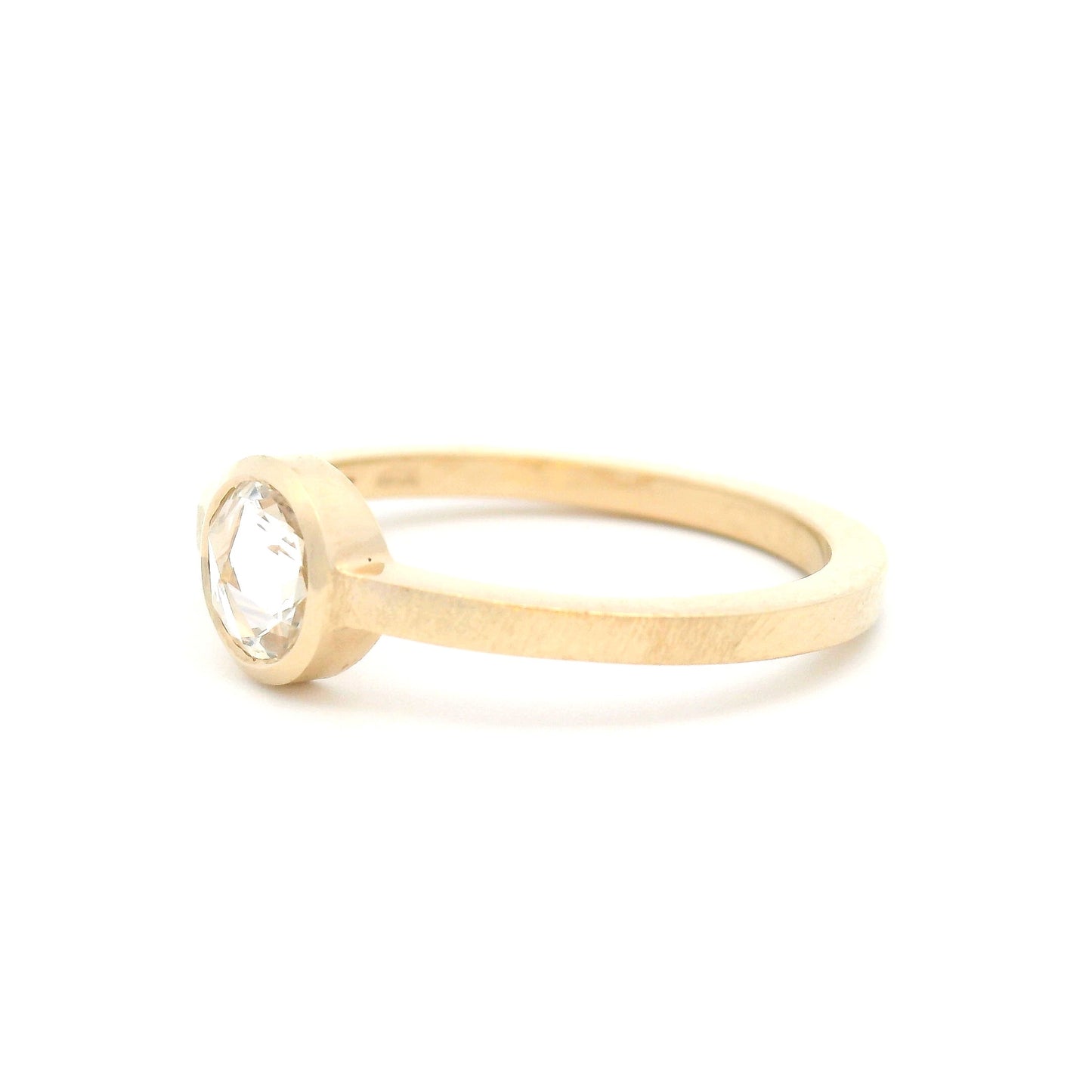10k Yellow Bezel-Set Solitaire with 0.50ct White Rose-Cut Sapphire