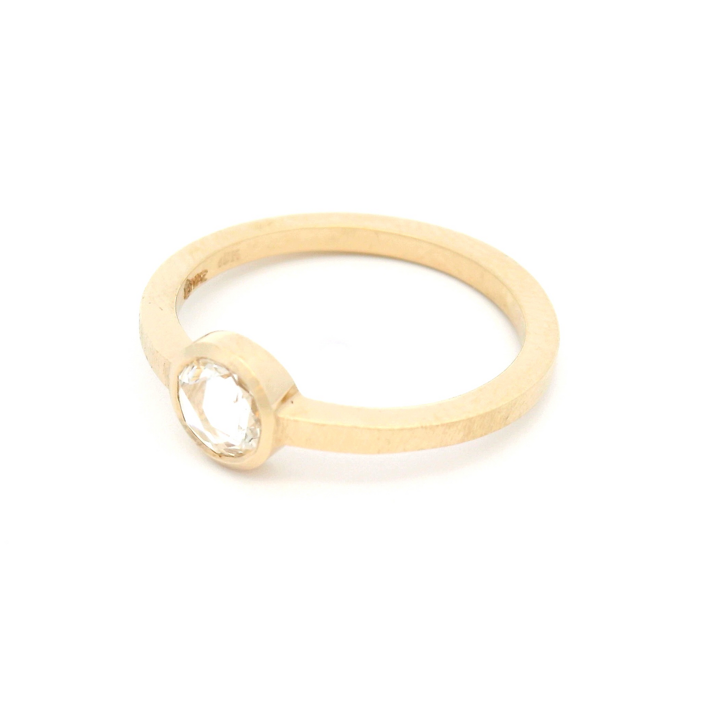 10k Yellow Bezel-Set Solitaire with 0.50ct White Rose-Cut Sapphire