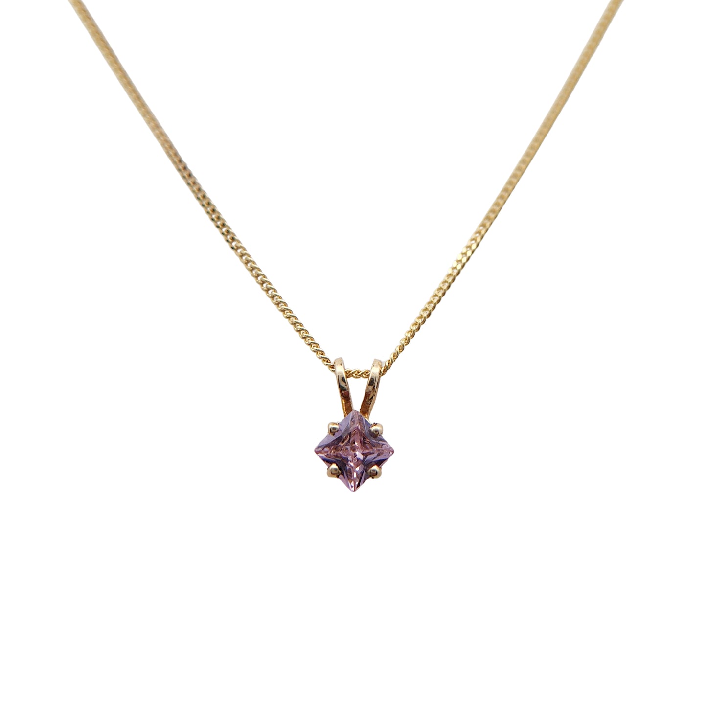 Square-Cut Pink Topaz Necklace