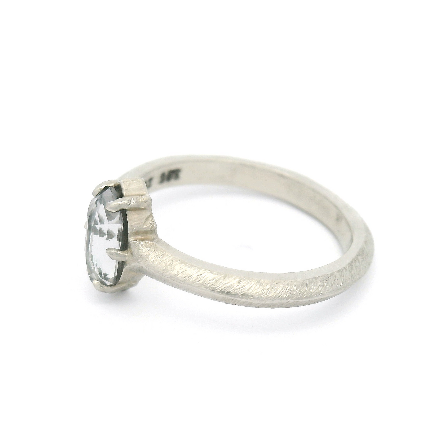 10k White Solitaire with 0.50ct Grey Rose-Cut Spinel