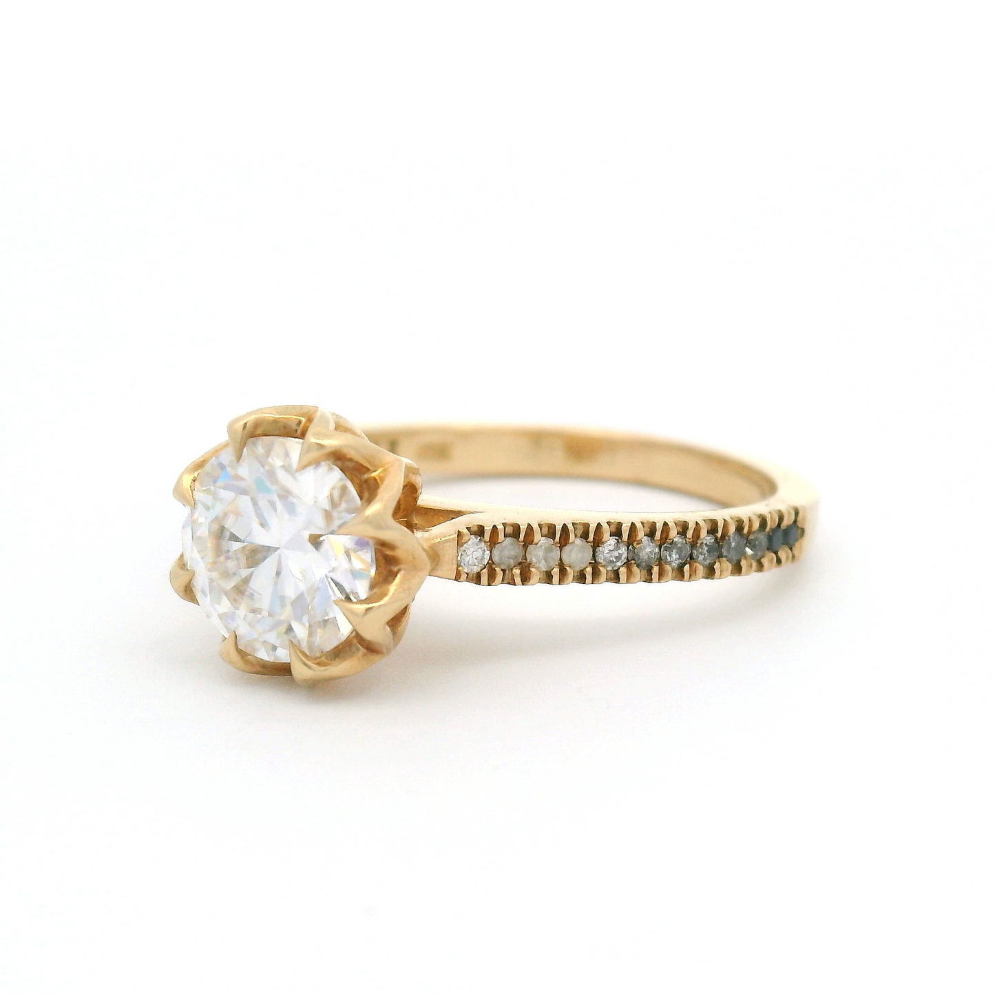 10k Yellow Engagement Ring with 1.25ct Moissanite and Accent Diamonds