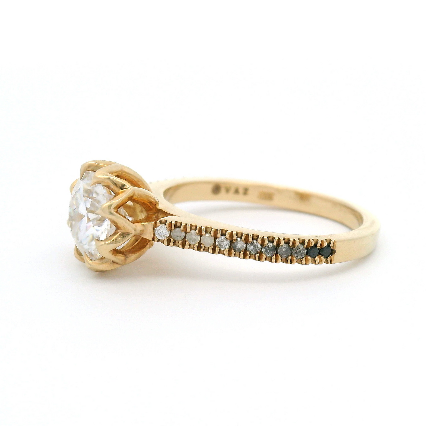 10k Yellow Engagement Ring with 1.25ct Moissanite and Accent Diamonds