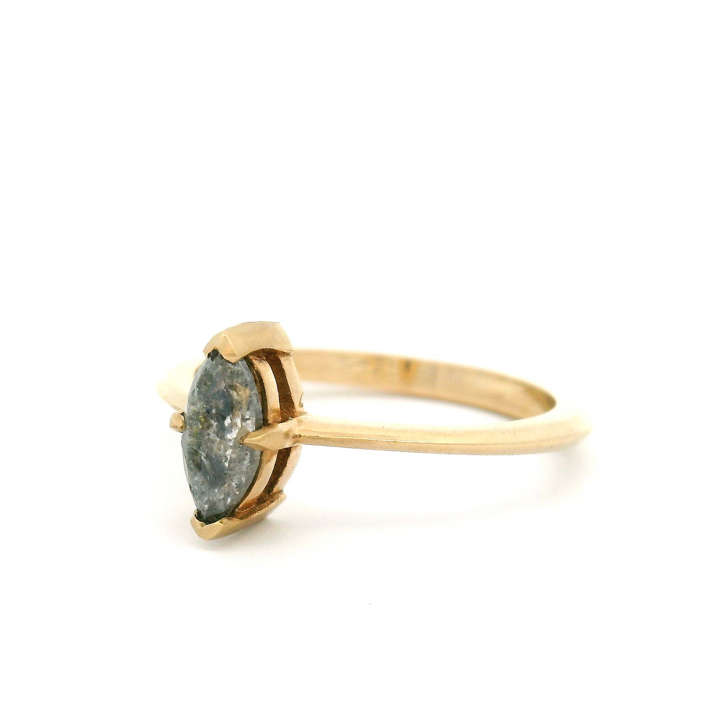 14k Yellow Solitaire with 0.44ct Salt & Pepper Marquise Diamond