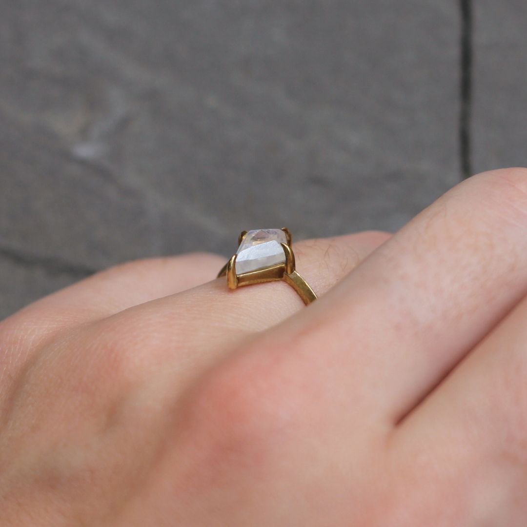 Brass Moonstone Kite Ring