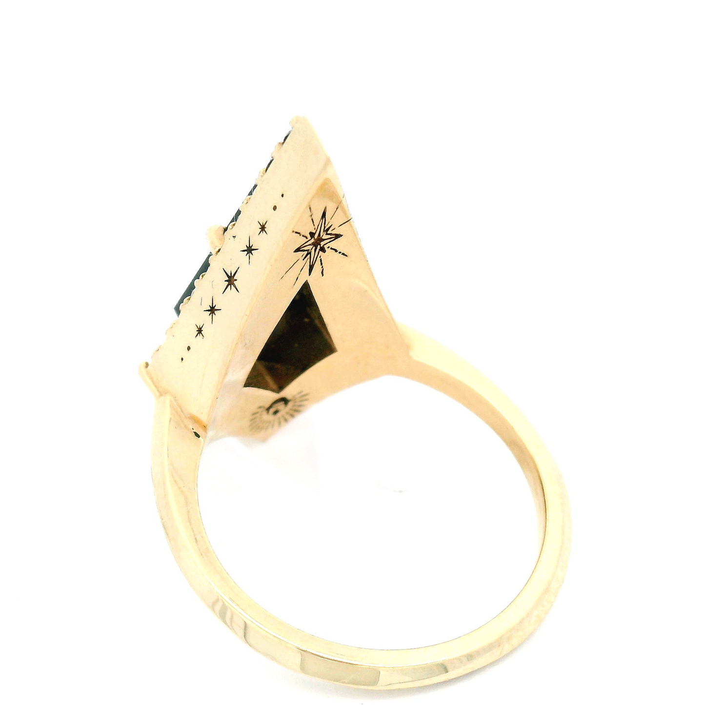 10k Yellow Engagement Ring with 0.90ct Black Spinel and Accent Diamonds