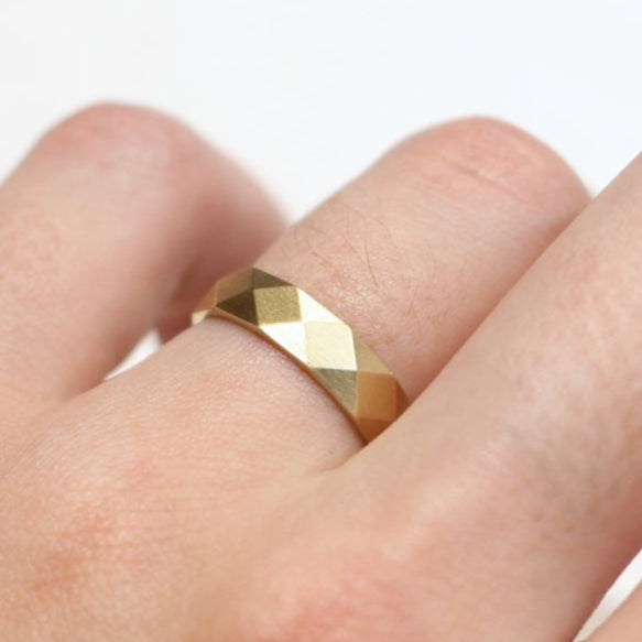 Kingsley Wide Faceted Gold Band