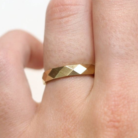 Kingsley Faceted Gold Band