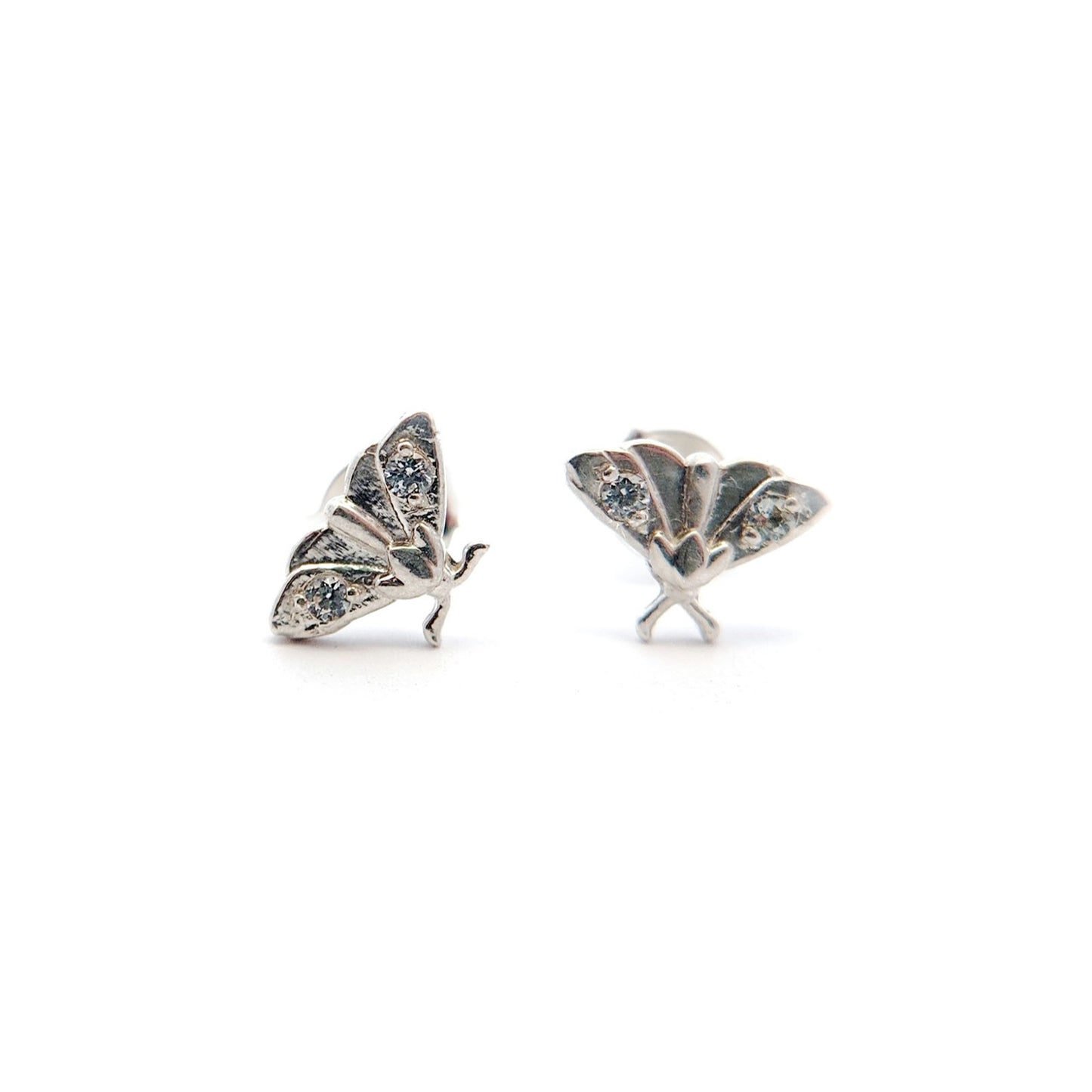 White Sapphire Mini Moth Studs