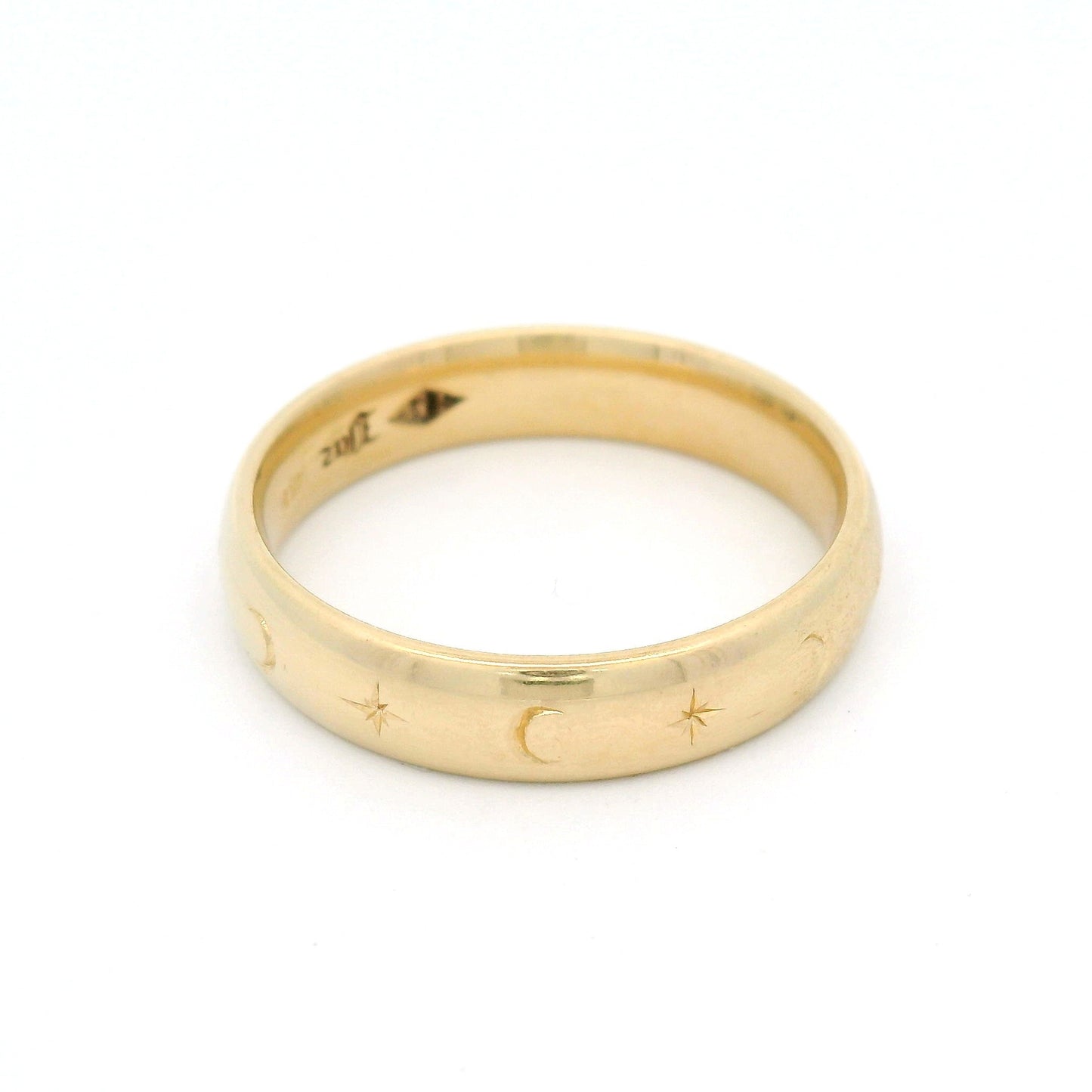 10k Yellow 4mm Wide Engraved Celestial Band