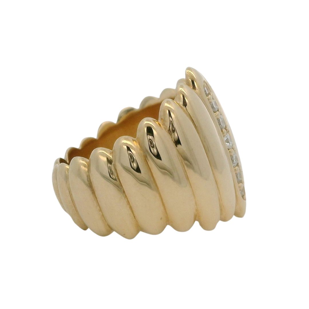 PIGALLE - Modern Wide Gold & Diamond Engagement Ring