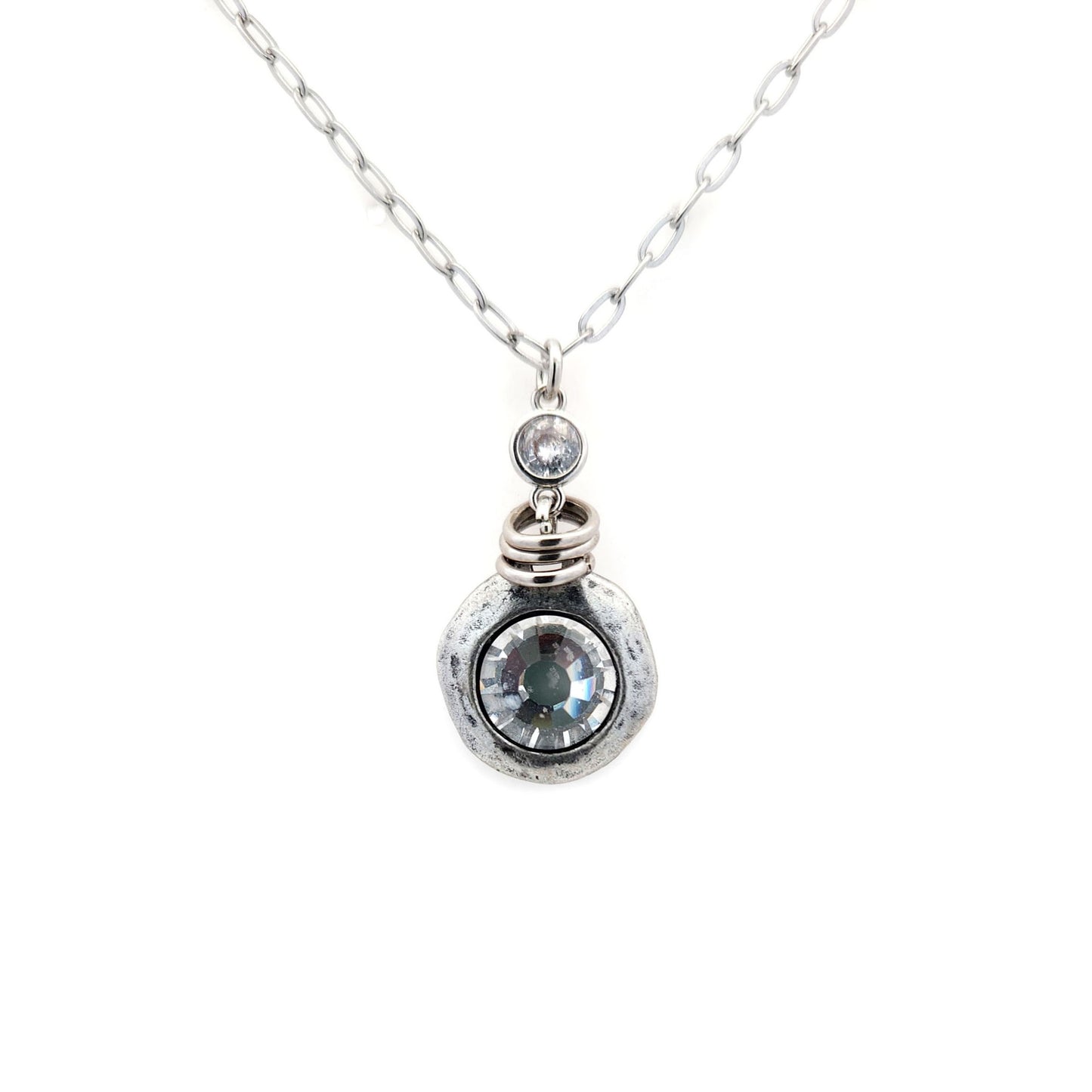 CZ Organic Bezel Pendant