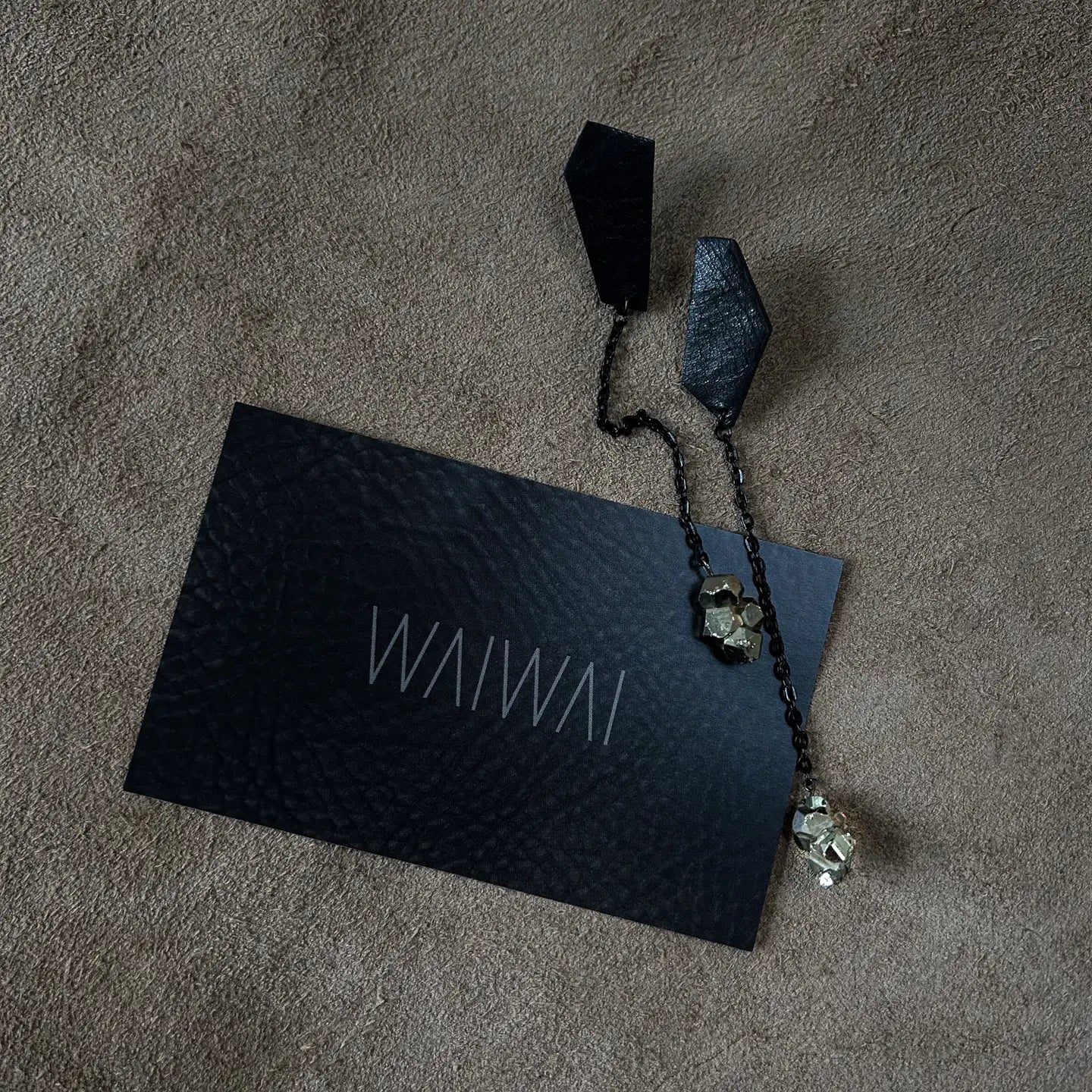 Leather & Pyrite Drop Earrings