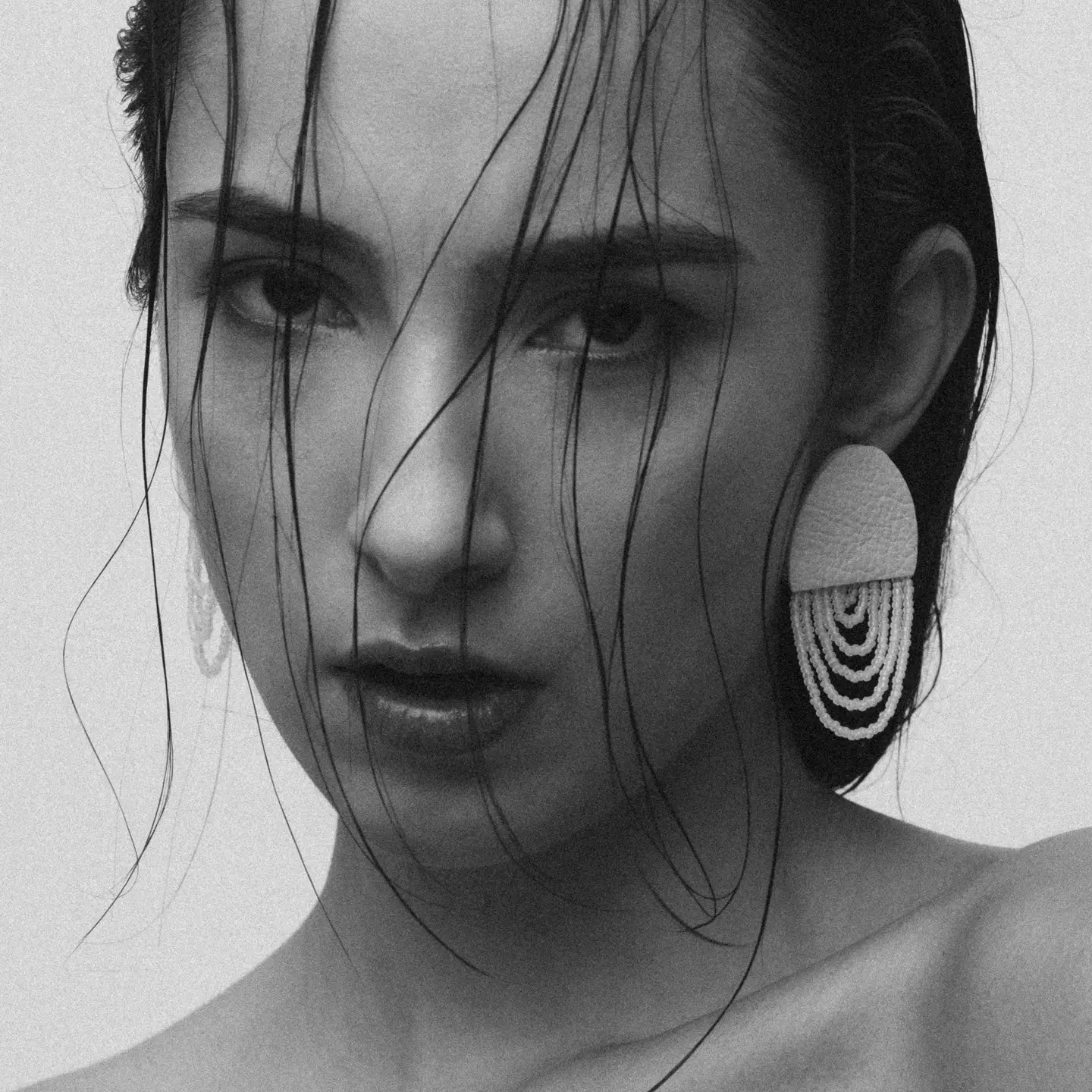 Aura Beaded Leather Earrings